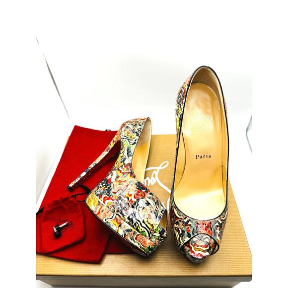 Christian Louboutin Multicolor 140 Palais Python Faience Lucido Pumps size 37 - Picture 11 of 11